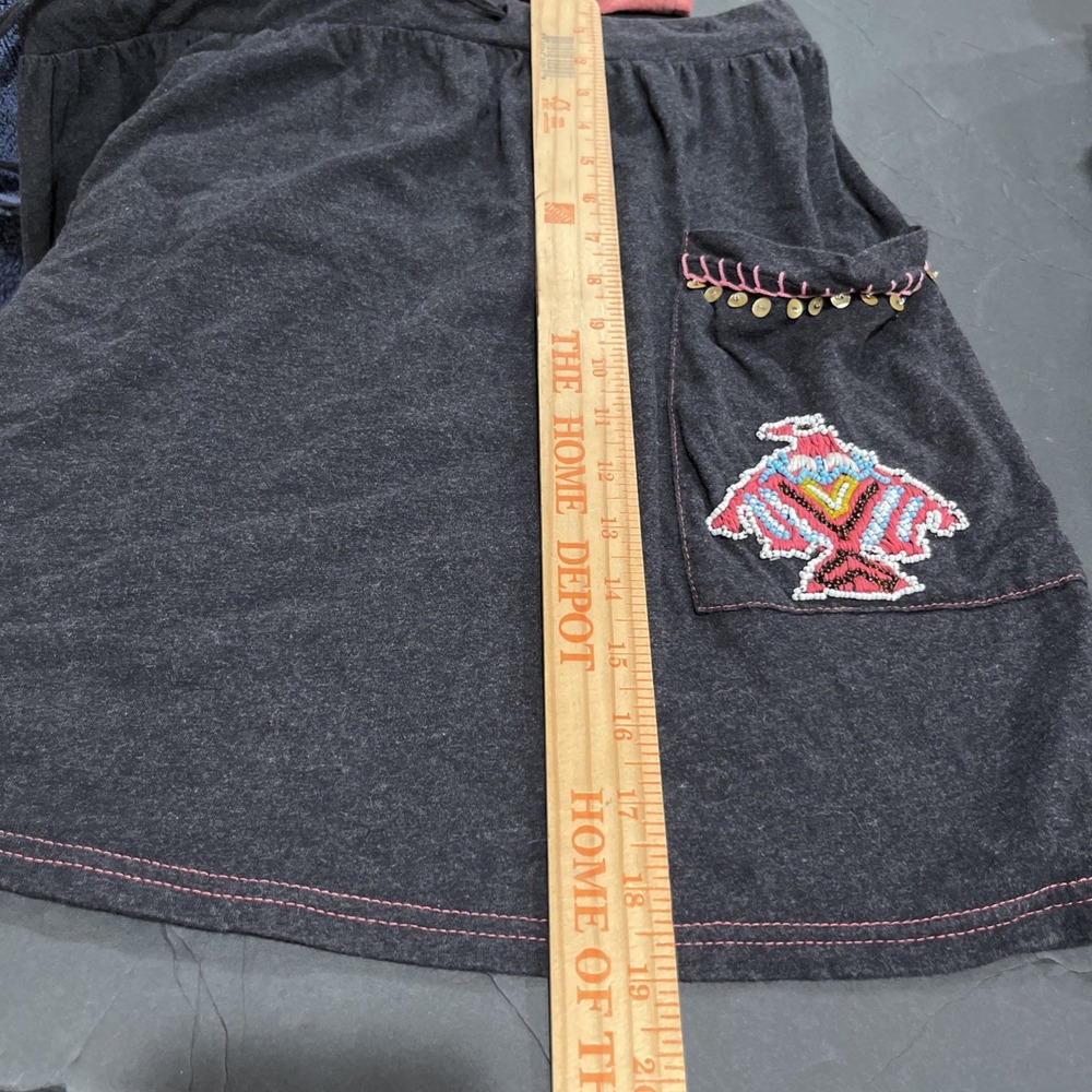 2- Double D RanchShort Pull On Skirts Pink & Gray Embroidered Sz Med Tie Waist - Picture 16 of 16